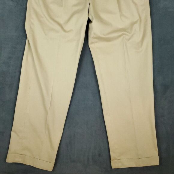 Brooks Brothers Pants Men's 36x32 Advantage Chino Elliot Beige Pleated Cuffed - Picture 9 of 14
